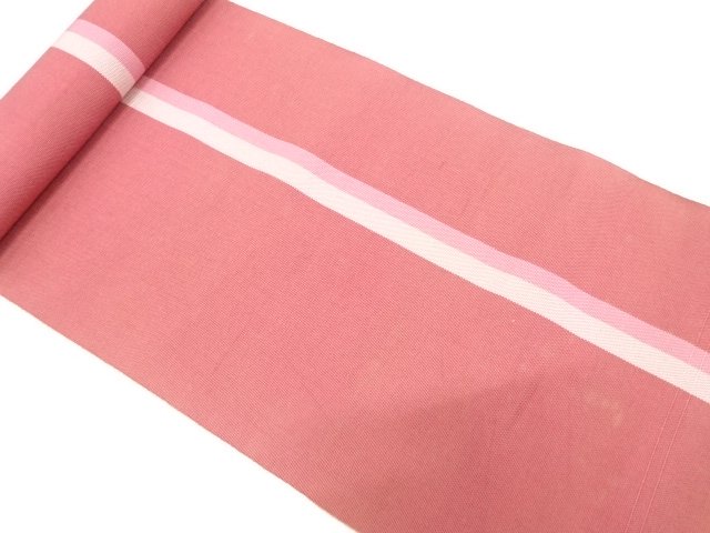 JAPANESE KIMONO / ANTIQUE STRIPED WEAVE 8-SUN OBI FABRIC BOLT